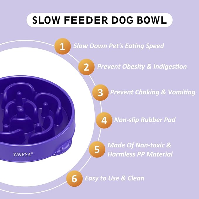 YINEYA 4 Cups Slow Feeder Dog Bowls Large Breed, Anti-Choking Pet Supplies, Maze Dog Food Bowl, Puzzle Feeder That Slow Down Eating 2PCS - Image 2
