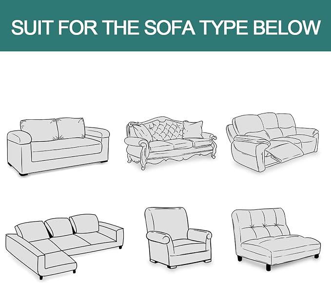 MYSKY HOME Couch Cover Sage Green Sofa Covers, Sectional Couch Covers for 2 Cushion Couch, Geometrical Couch Cover Living Room Sofa Throws Sofa Slipcovers for Pets, Dogs(X-Large, 91" x 118", Sage) - Image 6