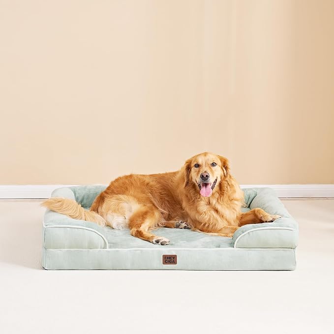 EHEYCIGA Orthopedic Large Dog Bed, Waterproof Memory Foam, Non-Slip Bottom, Sage Green, 36"L x 27"W x 6.5"Th | Non-Slip Bottom and Egg-Crate Memory Foam XL Dog Couch Bed with Washable Removable Cover, Sage Green - Image 9