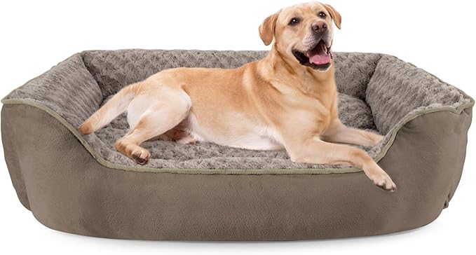 JOEJOY Rectangle Dog Bed for Large Medium Small Dogs - Washable Orthopedic Sofa Bed, Soft Breathable Puppy & Pet Cuddler, Durable Calming Dog Bed with Anti-Slip Bottom, Multiple Sizes, Dark Brown by JOEJOY