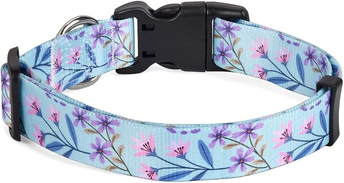 Mihqy Dog Collar for Large Dogs, Fashion Design, Floral Purple,L | Neck Fit 14.9"-24.8", Multiple Patterns，4 Sizes for Small Medium Large Dogs, Comfortable for Walks and Outdoor Hikes - Image 2