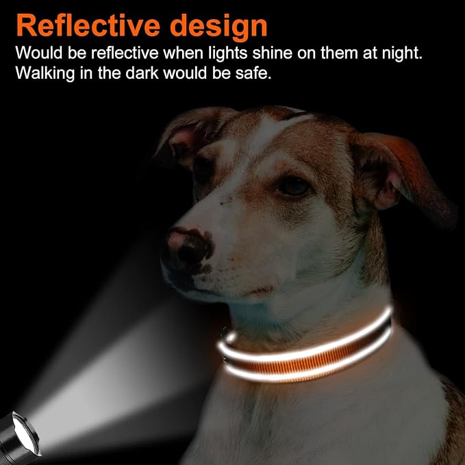 Joytale Reflective Dog Collar, Adjustable Neoprene Padded, Orange L | Breathable Nylon for Large Dogs, No Chafing on Walks and Outdoor Hikes, Tear-Resistant Webbing, Metal D-Ring, Night Safety - Image 5