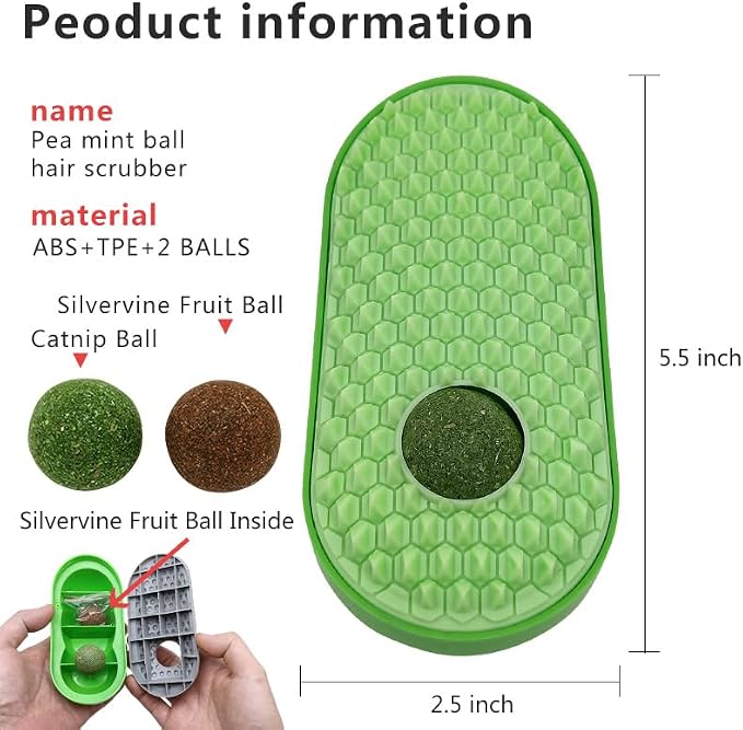 miwoowim 2PCS Catnip Toys Balls that Stick on Wall & Cat Face Scratchers | Cat self Groomer for Indoor Cats, Corner Brush,Comes with catnip & gall fruit spare balls for Cats Lick - Image 6