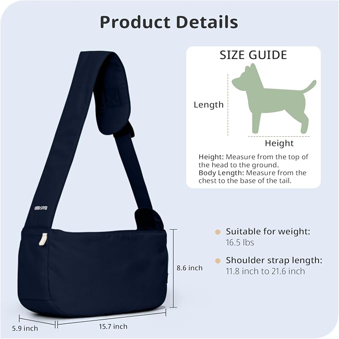 ONECUTE Dog Sling Carrier 15 lbs, Small Dog Carrier Sling for Cat & Puppies | Suitable For Carrying Pet 3-10lbs, Spacious Space So Pets Will Not Be Crowded, Adjustable Shoulder Straps And Breathable Mesh - Image 2