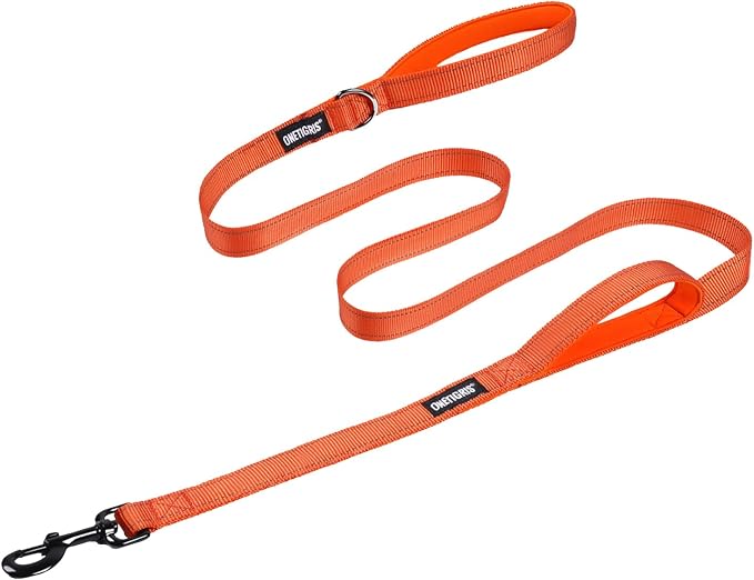 OneTigris No-Pull Dog Leash with Handle for Medium Large Dogs (Orange, 6FT) | Durable lead built for training & daily walks. Ideal drag line for strong pullers and large breeds like bully dogs. by OneTigris