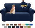 XINEAGE Stretch Jacquard Loveseat Cover, Non Slip Sofa Slipcover for Dog | High-Stretch Fabric. Wear-Resistant, Pet Friendly. Easy Install & Washable for Living Rooms, Offices.Navy Blue by XINEAGE