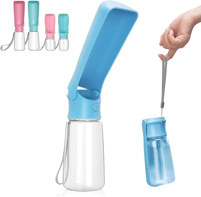 Foldable Dog Water Bottle, Leak Proof Dispenser, SkyBlue, 19oz | Portable Water Dispenser, Dishwasher Safe, for Puppy Small Medium Large Dogs, Pet Drink Cup for Walking Hiking Traveling by AIKIDS