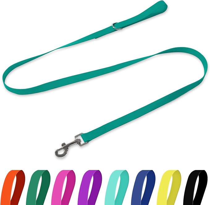 Waterproof Dog Leash, 5/6 FT Durable Odor-Proof Dog Leashes with Strong Metal Hooks Fits Small Medium or Large Dogs (Emerald Green, 6FT - 1 inch Width) by KiddingPets