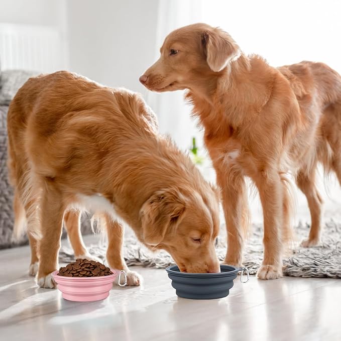 Kytely Collapsible Dog Bowls X-Large (1500ml), 2 Pack Foldable Travel Bowls, Portable Dog Water Food Bowl with Clasp, Pet Feeding Cup Dish for Traveling, Walking, Hiking (Pink+Grey) - Image 9