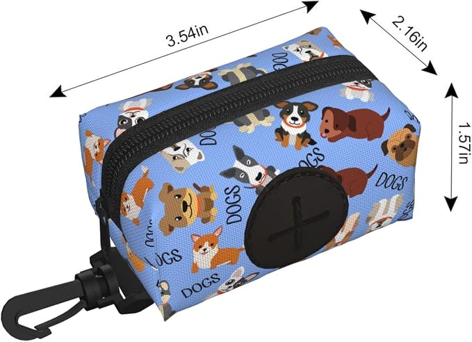 Dog Poop Bag Holder for Leashes - Lightweight Pet Waste Bags Dispenser Doggy Zippered Pouch for Puppy Walking Accessories(Cute Dog) - Image 3