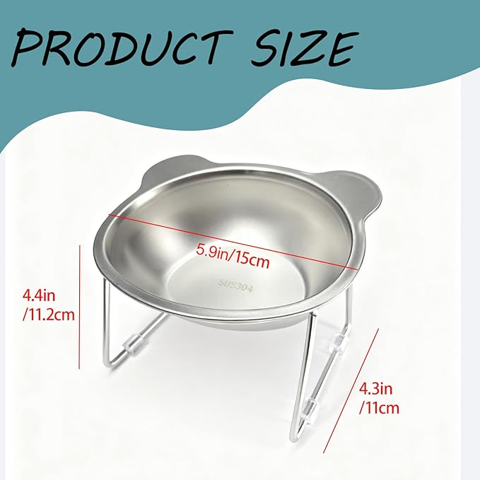 2 Pack Elevated Pet Bowls for Small Cats and Dogs 15° Tilted | Anti-Vomiting Stainless Steel Raised Dishes, 5.9” Whisker & Spine Friendly Indoor Food & Water Bowls - Image 5