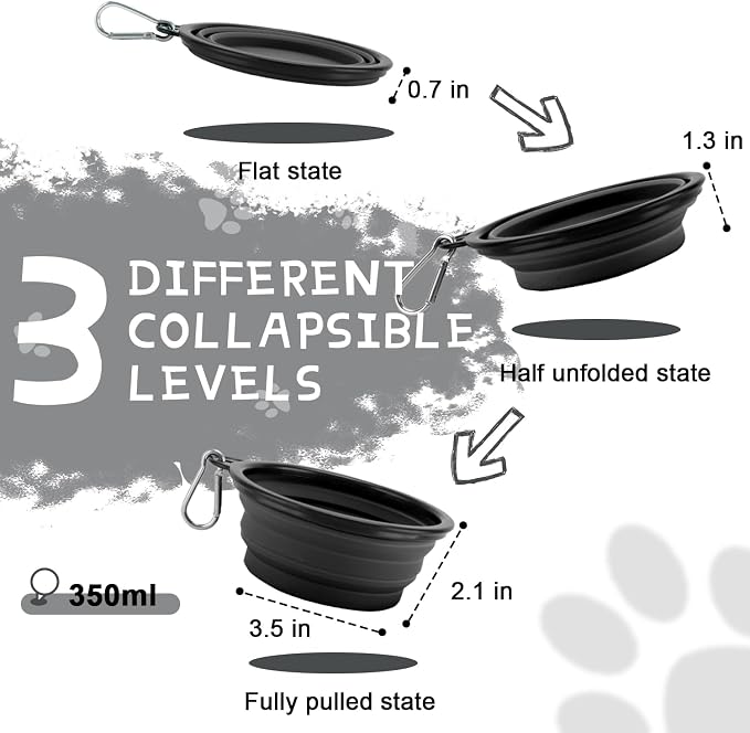 Collapsible Dog Bowls, 2 Pack Sturdy Portable Dog Water Bowls | Wear-Resistant TPE, Anti-Dust Foldable Travel Dog & Cat Bowls for Camping Walking Hiking with Carabiners - Image 2