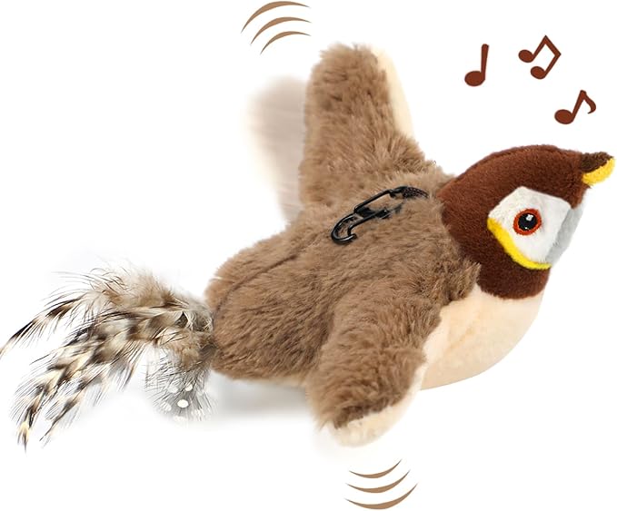 Tocirelo Cat Toy Flapping Bird (No Flying), Simulate Chirping Flappy Bird | Interactive Cat Toys for Bored Indoor Adult Cats, Rechargeable Realistic Catnip Kicker Toy with Flapping Wings for Kitten by Tocirelo