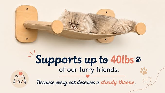 Cat Wall Shelves 6-in-1 Wall Mounted Cat Furniture with Perch & Hammock, Wooden Climbing Shelves with Scratching Post Pad, Space-Saving Climbing Tower for Indoor Cats - Image 4