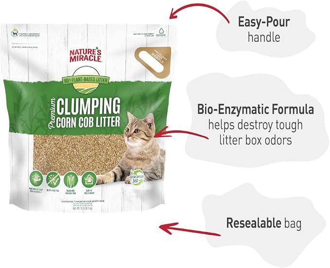 Nature's Miracle Premium Clumping Corn Cob Litter, Tough Odor Bio-Enzymatic Formula, Dust Free, 18lb (2 pack) - Image 7