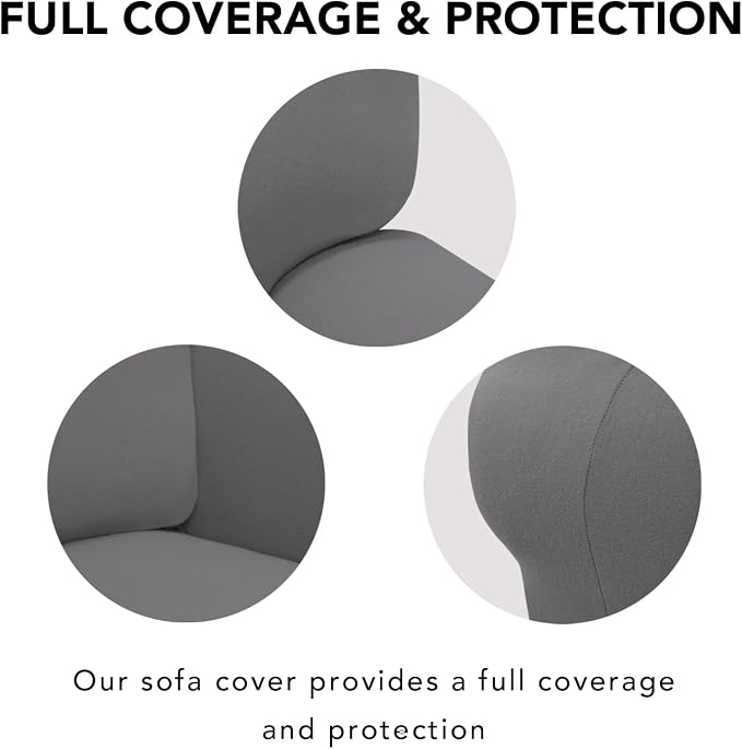 PureFit Super Stretch Sofa Slipcover – Spandex Non Slip Soft Couch Sofa Cover, Washable Furniture Protector with Non Skid Foam and Elastic Bottom for Kids, Pets (Oversized, Light Gray) - Image 4