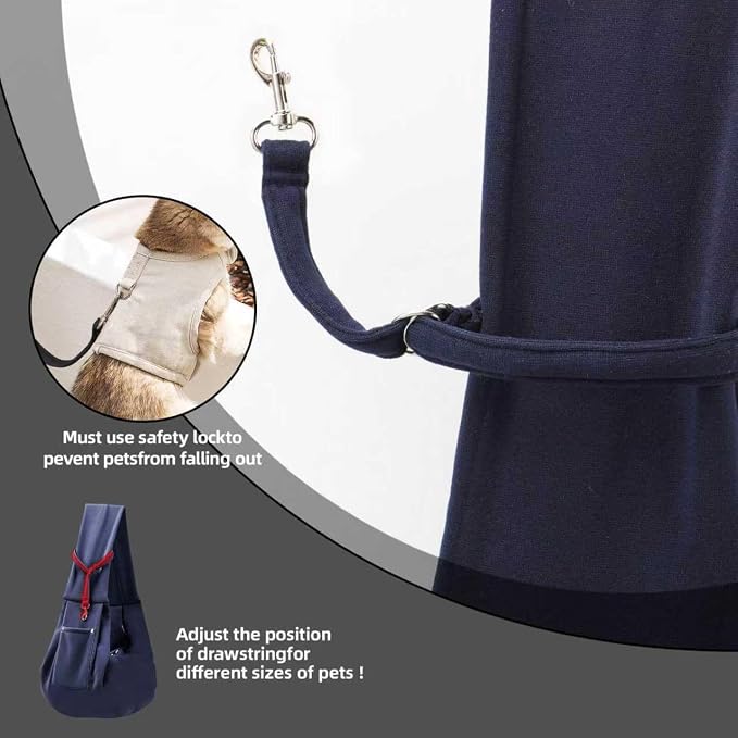 ARZQUT Dog and Cats Carrier Sling, Small Pet Carrier with Storage Pocket | Reversible Puppy Sling Carrier, Safety Buckle, Storage bag, Machine Washable for Travel, Outdoor Activitie, Hand-Free - Image 6