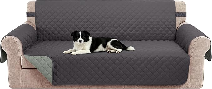 Reversible Couch Cover for 3 Cushion, Sofa, Dark Grey | Couch Cover for Sofa, Pet Friendly Water Repellent Couch Sofa Cover, Washable Furniture Protector with Elastic Straps by LuxshareHome
