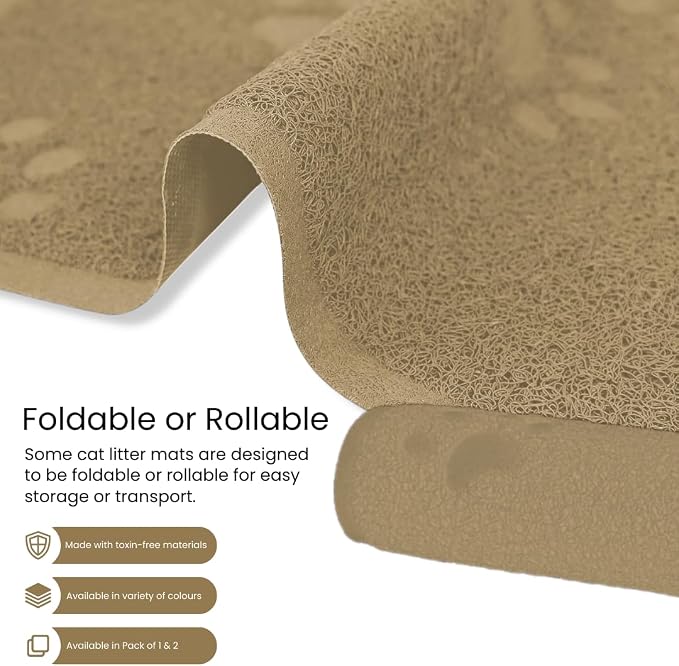 Andalus Extra Large Cat Litter Mat, Pack of 1 - Waterproof, Non-Slip & Easy to Clean Cat Litter Box Mat for Extra Efficient Pet Litter-Trapping, Beige (35” X 23”) - Image 6