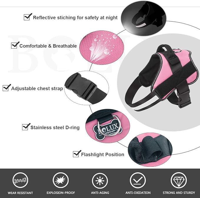 Dog Harness, No-Pull Reflective Dog Vest, Breathable Adjustable Pet Harness with Handle for Outdoor Walking - No More Pulling, Tugging or Choking (Pink, XS) - Image 2