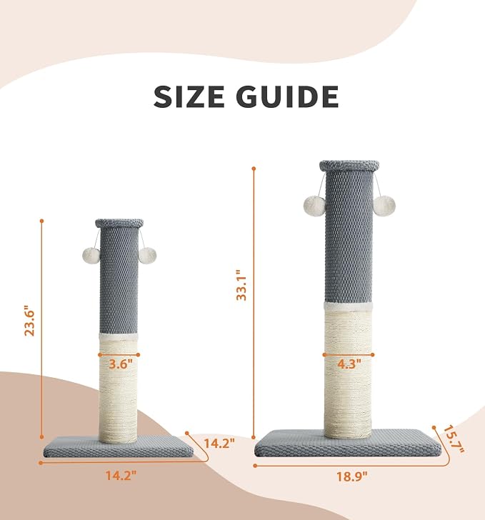 Made4Pets Tall Cat Scratching Post with Sisal & Carpet for Indoor Cats, 33" | Cat Scratcher with Wide Stable Base, Interactive Hanging Toys, Ideal for Adult Cats, Large Breeds and Full-Body Stretching - Image 9
