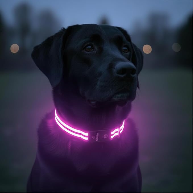 Tractive LED Light Up Dog Collar USB Rechargeable Waterproof (Pink) by Tractive