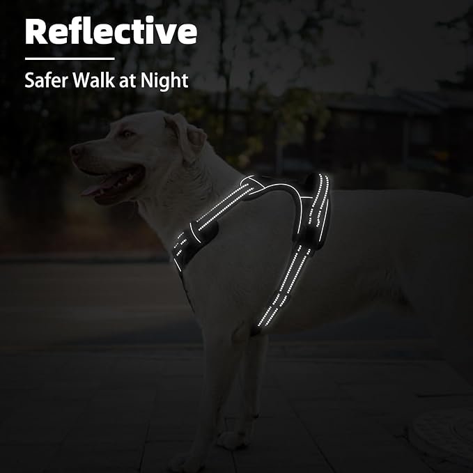 PUPTECK No Pull Dog Harness for Large, Adjustable Reflective Dog Harness with Handle Easy Control, Comfortable Soft Padded Pet Vest Harness for Extra Large Dogs, Black XL - Image 6