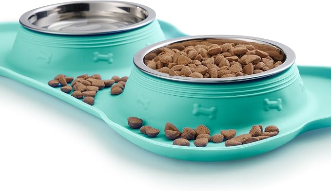 Hubulk Pet Dog Bowls 2 Stainless Steel Dog Bowl with No Spill Non-Skid Silicone Mat + Pet Food Scoop Water and Food Feeder Bowls for Feeding Small Medium Large Dogs Cats Puppies (Small, Mint Green) - Image 5