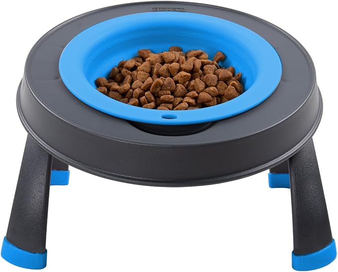 Dexas Pets Elevated Pet Feeder, Large, 4 Cup Capacity, Pro Blue, Raised Pet Food and Water Bowl - Image 5