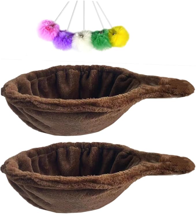 SHENGOCASE 14.6" 2-Pack Brown Nest Basket Lounger Hammock Bed Replacement for Cat Tree Tower, 5-Pack Hanging Toys, Cat Tree Accessories Hammock Attachment (Large 2pcs, Brown) by SHENGOCASE