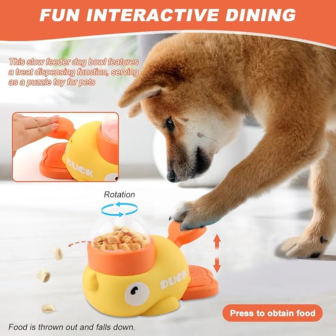 Duck Treat Dispenser for Dogs & Cats, Interactive Slow Feeder Puzzle Toy, IQ Training Enrichment Bowl, Small Animal Problem-Solving Game, Adjustable Outlet Pet Feeder - Image 3