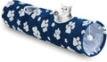 Straight Cat Tunnel for Indoor Cats 47"x12", Blue Paw | Cute Cat Toys, Collapsible Tunnel Tube with Hanging Balls for Puppy Kitten Rabbit by Yaning