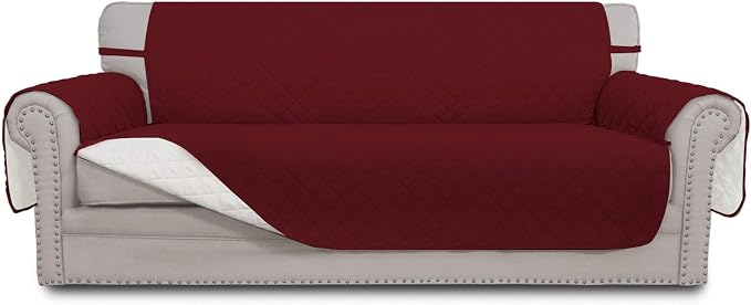 Easy-Going Reversible Couch Cover, 4 Seater Sofa, Christmas Red/Ivory | XX-Large Sofa, Washable Slipcover For Dogs, Water Resistant Mat, Living Room, Non-Slip Sofa Cover, Pet Friendly by Easy-Going