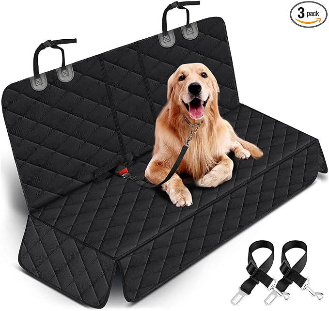 Yuntec Dog Car Seat Cover, Back Seat Cover for Dogs Pet Car Seat Protector | Waterproof Rear Seat Cover Durable Car Seat Cover, fits Middle Armrest for Most Cars SUVs Trucks (53” Width)- Black by Yuntec