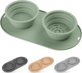 Puppy Dog Bowl,Travel Bowls Dog Food Bowls&Dog Water Bowls,No Spills,Collapsible Double Bowl,Suitable for Small and Medium Sized Dogs(Green) by HOYEHOLA