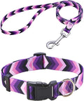 Mihqy Dog Collar and Leash Set, for Small Dogs, Purple Arrow Set,S | with Fashion Patterns, Adjustable for Small Medium Large Dogs, Comfortable for Walks and Outdoor Hikes by Mihqy