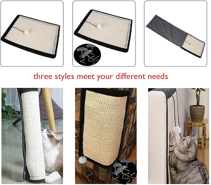 HAOZAIKEJI Cat Scratcher Mat, 2PCS Natural Sisal Cat Scratching Pad, Heavy Duty Couch Guard, Protecting Furniture, Easy Installation, Indoor, All Breed Sizes, Durable, Eco Friendly, Non Toxic - Image 6