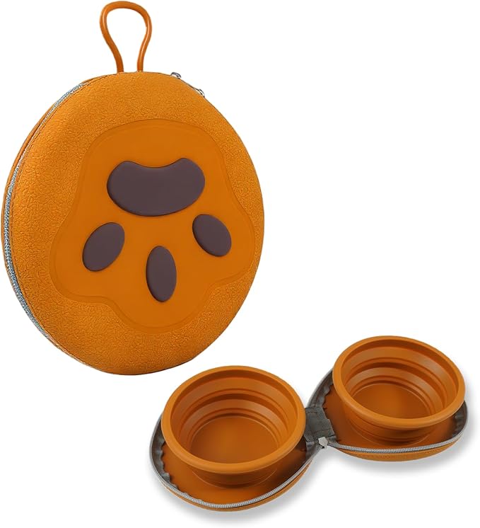 Zegcohjave Collapsible Dog Bowls, 2-in-1 Silicone Portable Dog Food and Water Bowl, Travel Pet Bowls for Dogs & Cats, Ideal for Camping, Hiking and Outdoor Adventures(Brown) by Unknown