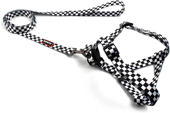 Dog Harness Leash Set Adjustable Heavy Duty No Pull Halter Harnesses for Small Medium Large Breed Dogs Back Clip Anti-Twist Perfect for Walking (XS(12"-18" Chest Girth), Black Plaid) - Image 8