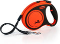 FLEXI® Xtreme Tape Retractable Dog Leash, Medium, 16 ft - Orange/Black | German engineered, original flexi leash, durable quality for dogs up to 77 lbs, tangle-free, walking, reliable brake system by Flexi