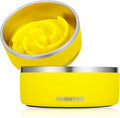 FAHRMOSIS 32 Oz Dog Bowl with Slow Feeder Insert Stainless Steel Pet Water Bowl for Medium & Large Breed Non Slip Rubber Base & Plastic Puzzle Feeder - Yellow by Fahrmosis