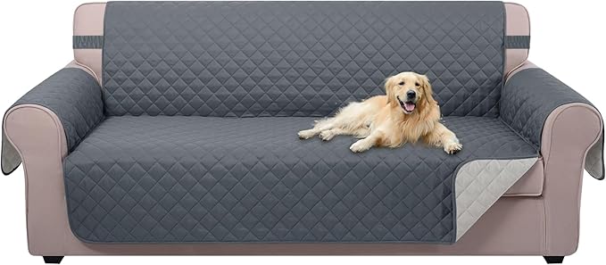 U-NICE HOME Large Sofa Cover Reversible Couch Cover, Dark Blue/Light Grey | 78''Oversized, Washable, Pet Friendly, Elastic Straps, Water Repellent, Furniture Protector Mat for 3 Cushion Couch by U-NICEHOME