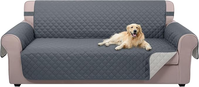 U-NICE HOME Reversible Couch Cover for Dogs, Dark Blue/Light Grey | 68''Sofa Cover Washable, Pet Friendly, Elastic Straps, Water Repellent, Furniture Protector Mat for 3 Cushion Couch by U-NICEHOME
