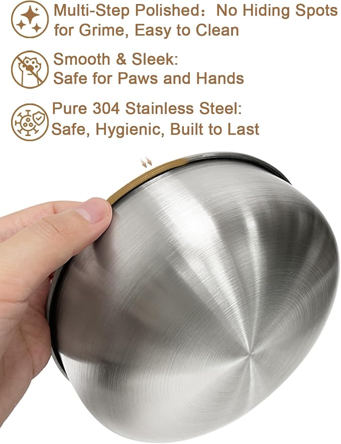 15° Tilted Cat Food Bowls 304 Stainless Steel Kitten Food Bowl Raised Food and Water Dish for Cats Elevated Cat Bowl Plate Stand Whisker Friendly Smooth Polished Easy to Clean Dishwasher Safe 2PACK - Image 7