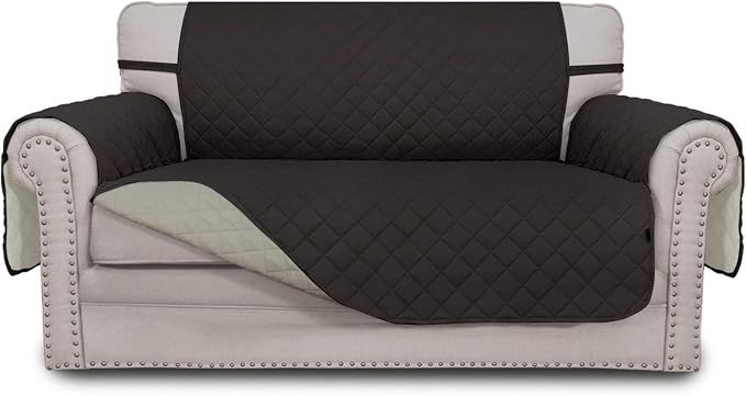 Easy-Going Reversible Couch Cover, 2 Cushion Sofa, Chocolate/Beige | Loveseat, Slipcover For Dogs, Water Resistant Furniture Mat, Living Room, Non-Slip Sofa Cover, Pet Friendly by Easy-Going