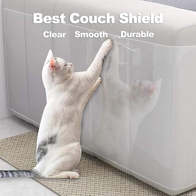 Anti Cat Scratch Furniture Protector Tape Damage-Free Couch Guard, 118"x8" | clear,strong adhesive,flexible,easy to apply,easy to remove,pins-free,residue-free,long-term use,massive coverage,non-toxic - Image 3