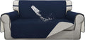 ISSUNTEX Double Protection 100% Waterproof Loveseat Sofa Covers for Living Room, Couch Covers for 2 Cushion Couch Sofa, Reversible Furniture Protector Sofa Cover for Dogs (Loveseat, Navy/Ivory) by ISSUNTEX