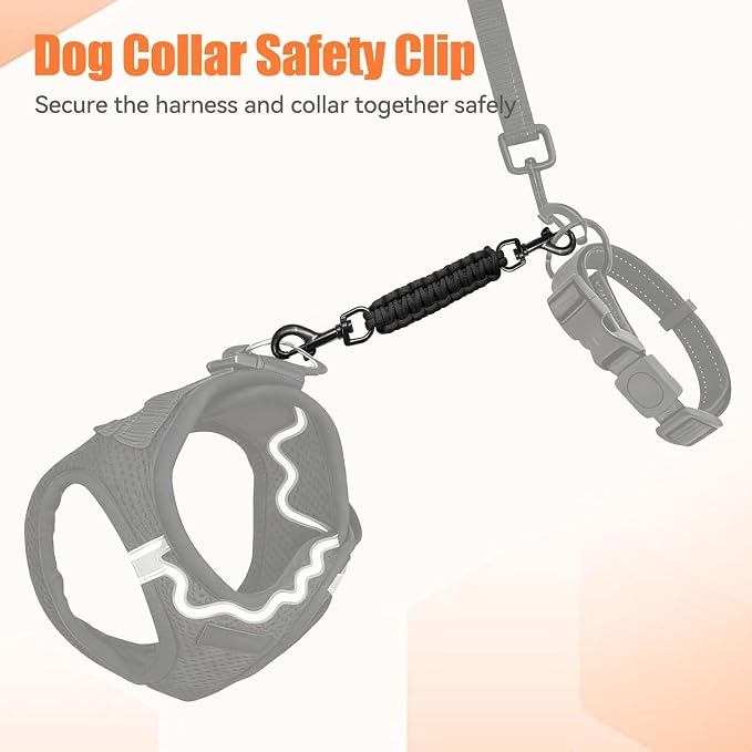 Dog Collar Safety Clip, Collar Companion, Handmade Backup Safety Strap, Double-Ended Clip Leash Connector, Suitable for Dog Harnesses, Prong, Pinch Collars (Black, 1 Pack) - Image 4