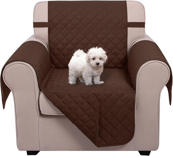 U-NICE HOME Reversible Recliner Chair Covers, Brown | 23''Armchair Cover for dogs Washable, Pet Friendly, Elastic Straps, Water Repellent, Diamond Quilted by U-NICEHOME