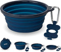 Bonza Collapsible Dog Bowls - 2 Pack, Small 12 oz, Dog Travel Accessories, Silicone Portable Dogs Bowl & Water Dish with Reinforced Rim & Carabiner for Hiking, Camping, and Car Trips, Navy Blue by Bonza